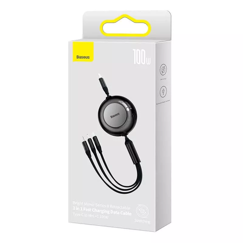 Cabo USB Baseus CAMJ010201 1,1 m USB 3.2 Gen 1 USB C Micro USB-A Lightning preto