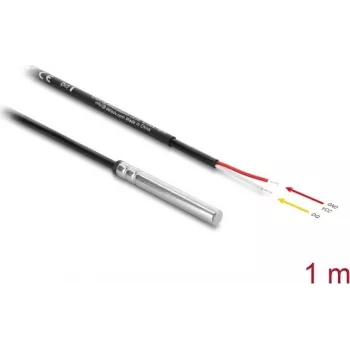 Delock cabo de sensor de temperatura DS18B20, 2 x extremidades de cabo abertas, 1 m, preto