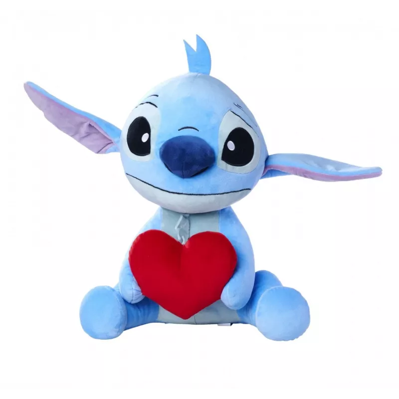 Peluche SIMBA Stitch com coração 50 cm, personagem macia e fofa