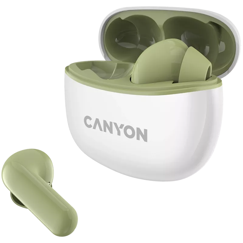 Auscultadores In-Ear CANYON TWS-5, Verde Bluetooth 5.3, controlo tátil, entrada de carregamento: USB-C