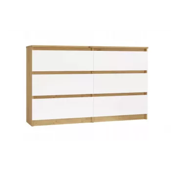 Cómoda 6 gavetas 120 cm Top E Shop Malwa — Artisan Oak / branco, aglomerado