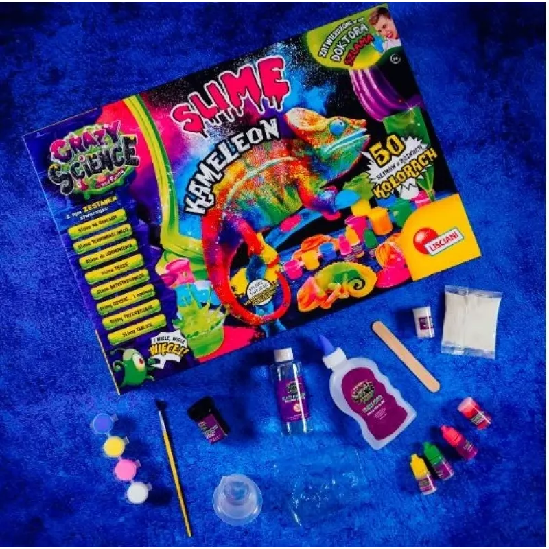 Kit de ciência Liscianigiochi Crazy Science Slime Camaleão 304-PL89246 – conjunto educativo de experiências com slime