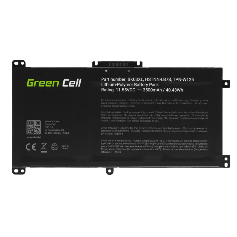 Bateria GREEN CELL BK03XL para HP Pavilion x360 14-BA 14-BA015NW 14-BA022NW 14-BA024NW 14-BA102NW 14-BA104NW