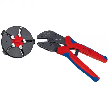 Alicate de cravar e descarnar cabos Knipex 97 33 01 azul vermelho