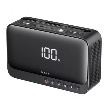 Carregador portátil Baseus Super Energy 6000 mAh – arranque assistido, LiPo 6000 mAh, 300 A de corrente de arranque, 150 PSI, ecrã integrado e lanterna, USB-C + USB-A, preto