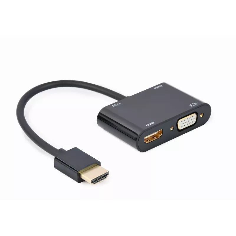Gembird A-HDMIM-HDMIFVGAF-01 adaptador HDMI macho para HDMI fêmea + VGA fêmea com áudio e porta de alimentação