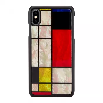 Capa para smartphone iKins para iPhone XS Max Mondrian preta – capa de proteção, concha rígida