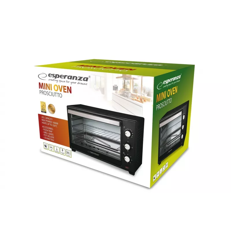Esperanza EKO008 mini-forno 20 L 1600 W preto