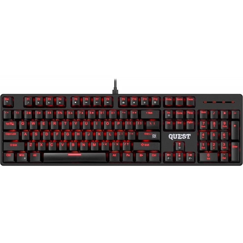 Teclado mecânico DEFENDER QUEST GK-596 — retroiluminação RGB, anti-ghosting, com fios, layout compacto