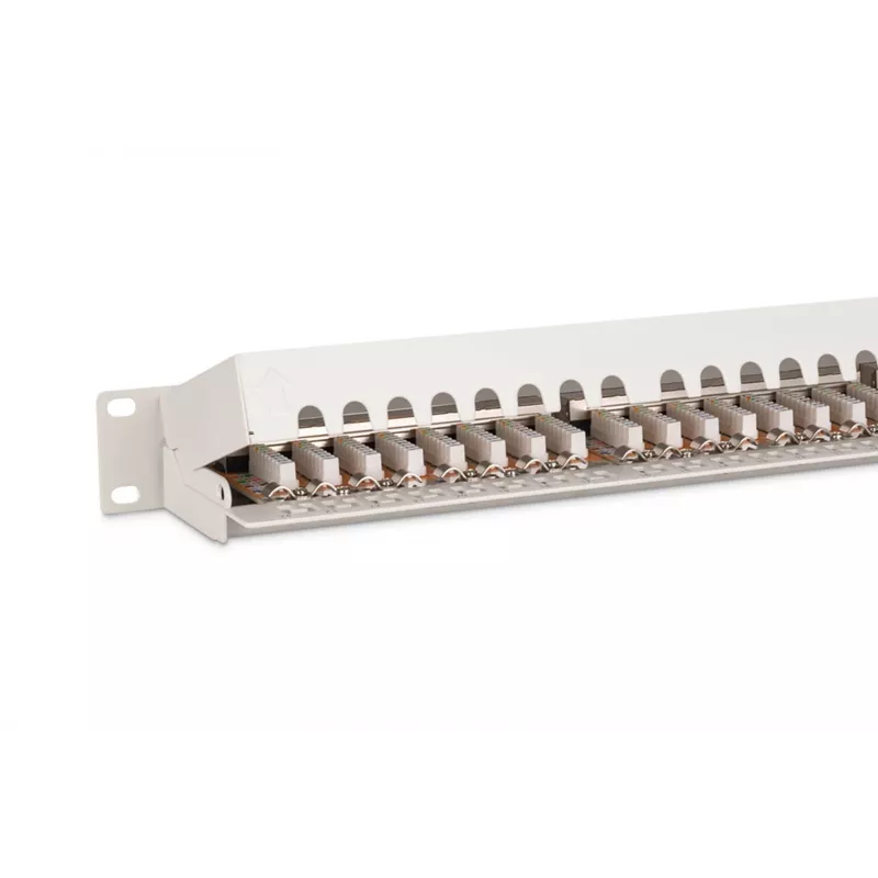 DIGITUS DN-91624S patch panel de 24 portas Cat6 blindado, 1U 19 polegadas, cinzento