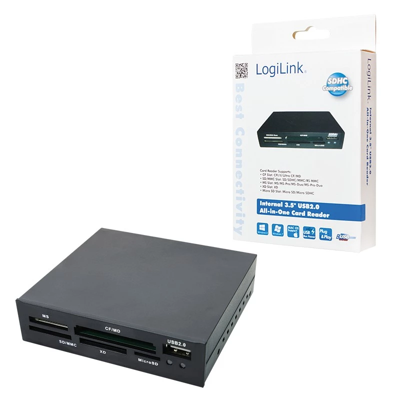 Leitor de cartões LogiLink CR0012 USB 2.0 interno preto