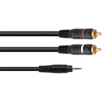 Cabo adaptador de áudio Omnitronic 3,5 mm jack para 2×RCA, 1 m