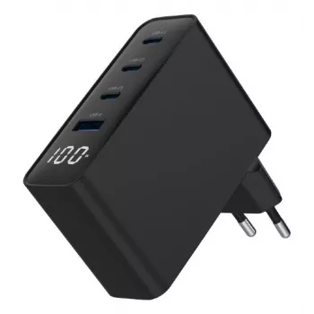Carregador Gembird TA-UC-PDQC100LCD-01-BK para dispositivos móveis, portátil, smartphone, preto, carregamento rápido AC, interior