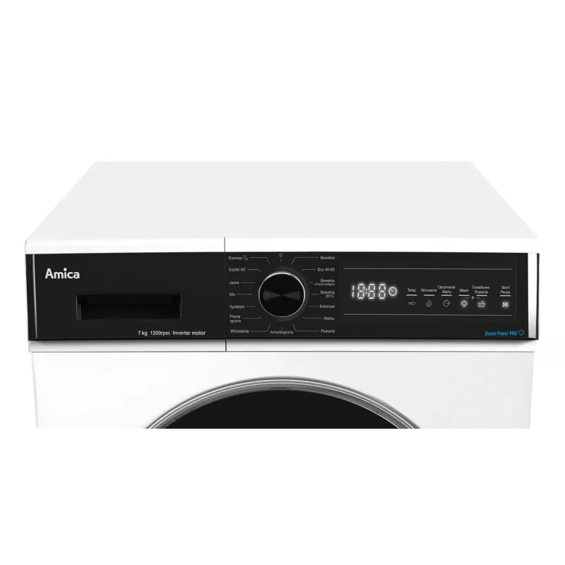 Amica WA3S712BLiSHB máquina de lavar roupa de instalação livre com carga frontal, 7 kg, 1200 rpm, 15 programas, classe energética B, branca