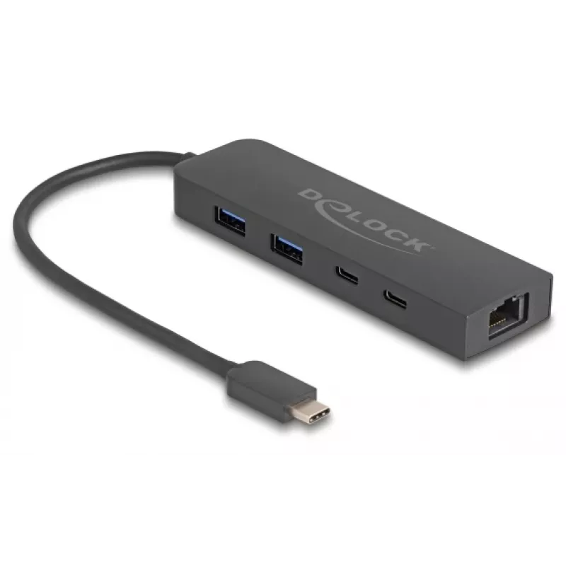 Hub USB DeLOCK 10 Gbit/s com 2,5 Gigabit LAN e PD 85 Watt