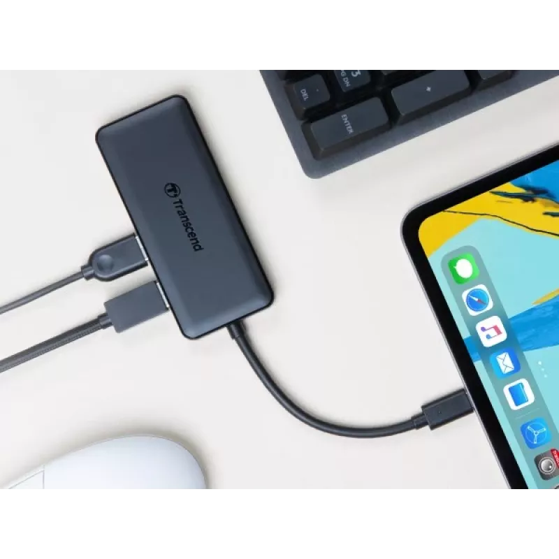 Transcend HUB5C USB 3.2 Gen 2 (3.1 Gen 2) Type-C preto