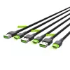 Green Cell Ray KABGCSET02 conjunto de cabos USB-A para USB-C (3 un.), 1,2 m, 480 Mbps, retroiluminação LED verde