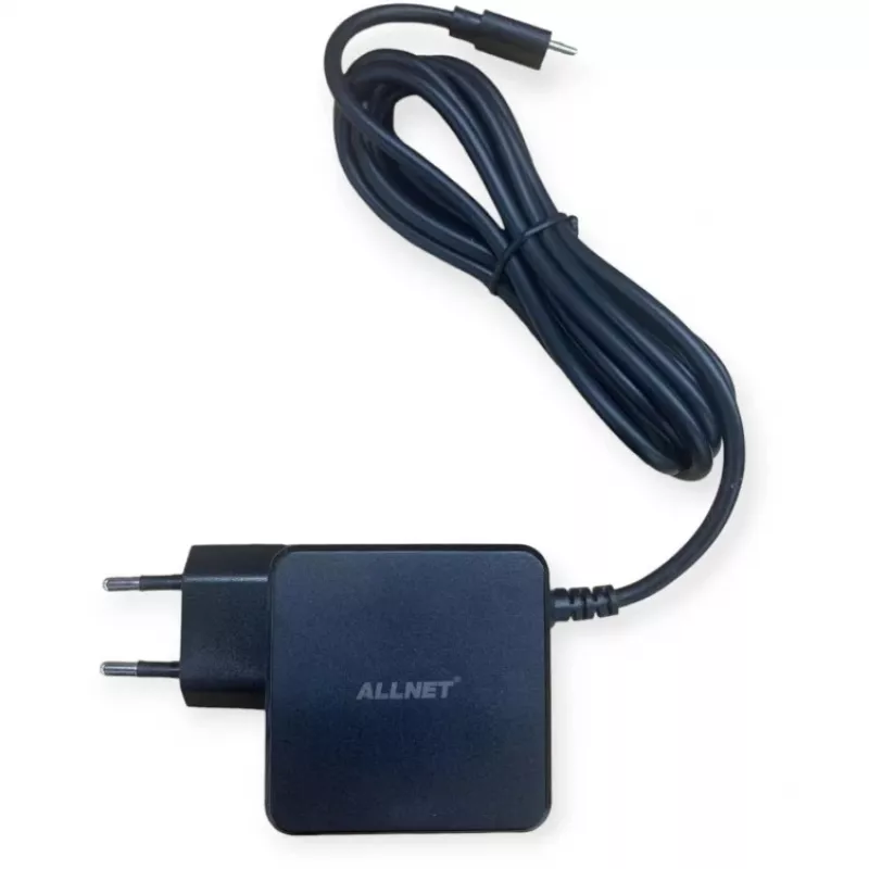 Fonte de alimentação ALLNET PSU-GaNPD-USB-F1C-45W carregador USB-C PD 45W com cabo de 2 m e ficha EU
