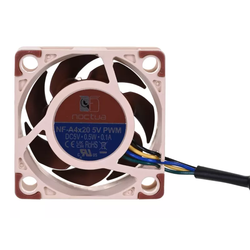 Ventoinha Noctua NF-A4X20 5V PWM — 40×20 mm, 5 V, 4-Pin PWM, 1100–5000 rpm, 9,4 m³/h
