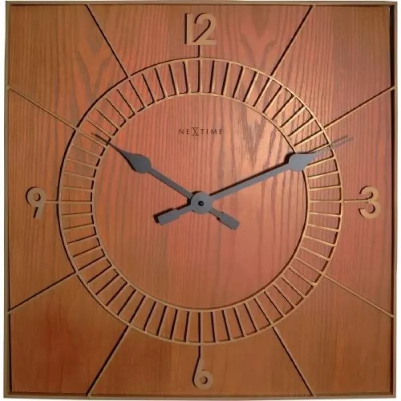 Relógio de parede NeXtime 3112br Wood Square, 50x50 cm, castanho