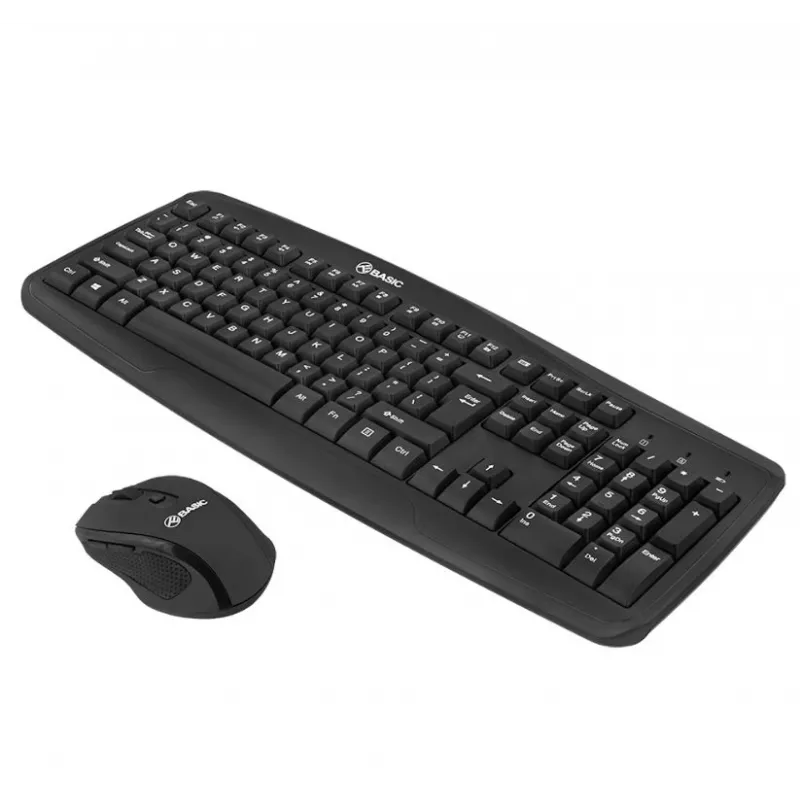 Conjunto de teclado e rato sem fios Tellur Basic preto – 2,4 GHz, recetor USB, layout compacto