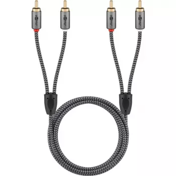 Goobay 65295. Ligação 1: 2 x RCA, conector 1 sexo: macho, ligação 2: 2 x RCA, conector 2 sexo: macho, material do cabo: