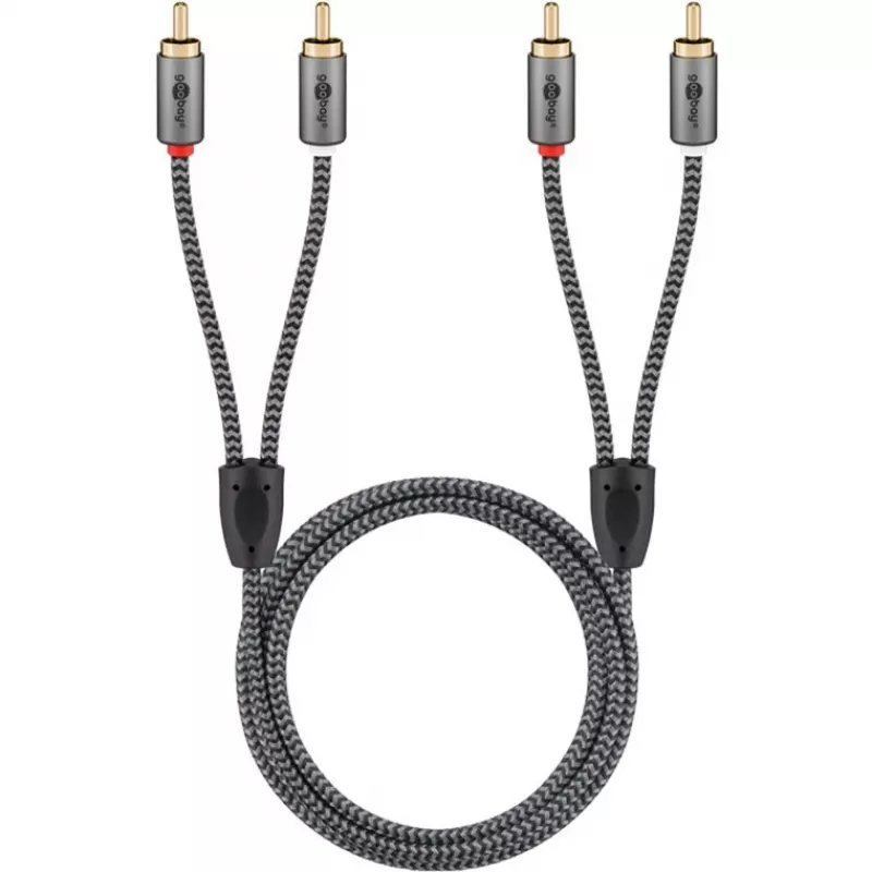 Goobay 65295. Ligação 1: 2 x RCA, conector 1 sexo: macho, ligação 2: 2 x RCA, conector 2 sexo: macho, material do cabo: