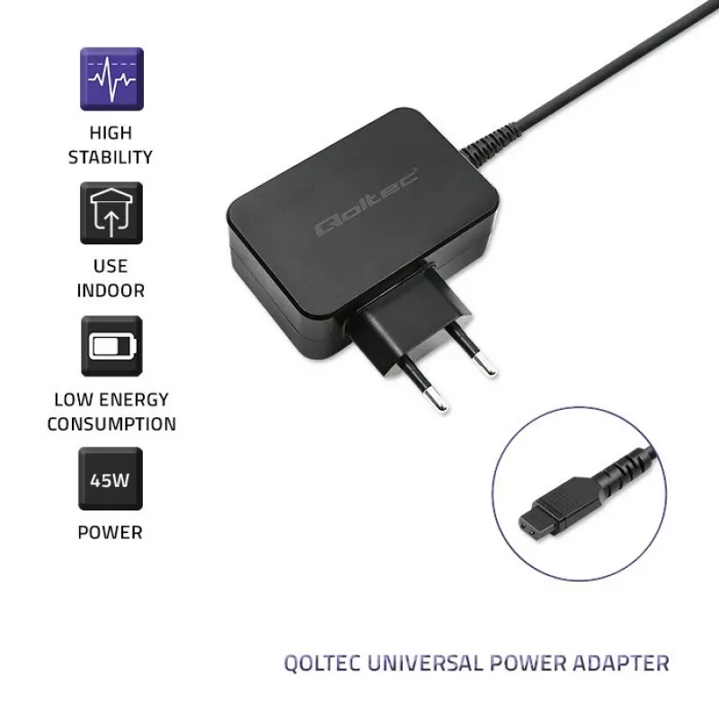 Fonte de alimentação/conversor de tensão Qoltec 51025 para interiores preto
