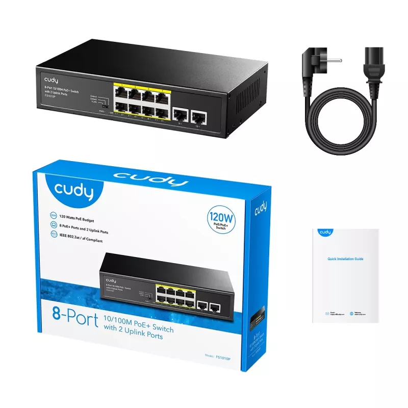 Cudy FS1010P Switch de rede Fast Ethernet (10/100) Power over Ethernet (PoE) preto