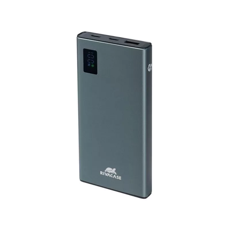 Powerbank Rivacase VA1021 10000mAh, saídas USB duplas, indicadores LED, carregador portátil compacto