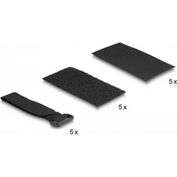 Conjunto de base com velcro autoadesiva e abraçadeiras de cabos DeLOCK 10 unid. preto (19107)