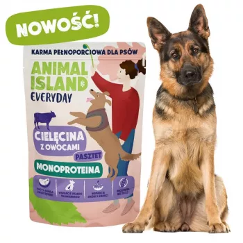 ANIMAL ISLAND Monoprotein vitela/pato/peru comida para cães 9×300g