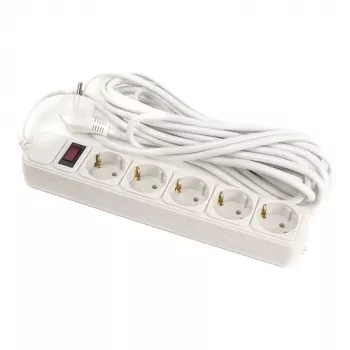 Extensão elétrica doméstica 7 m, 5 tomadas, com interruptor