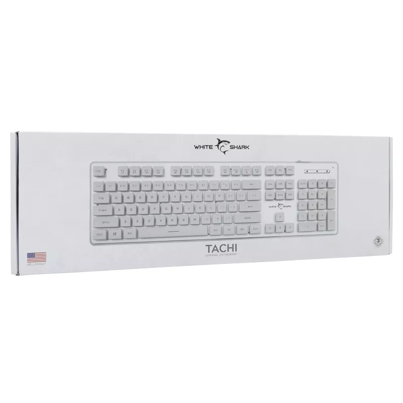 Teclado mecânico gaming White Shark TACHI-W-US — layout compacto TACHI White