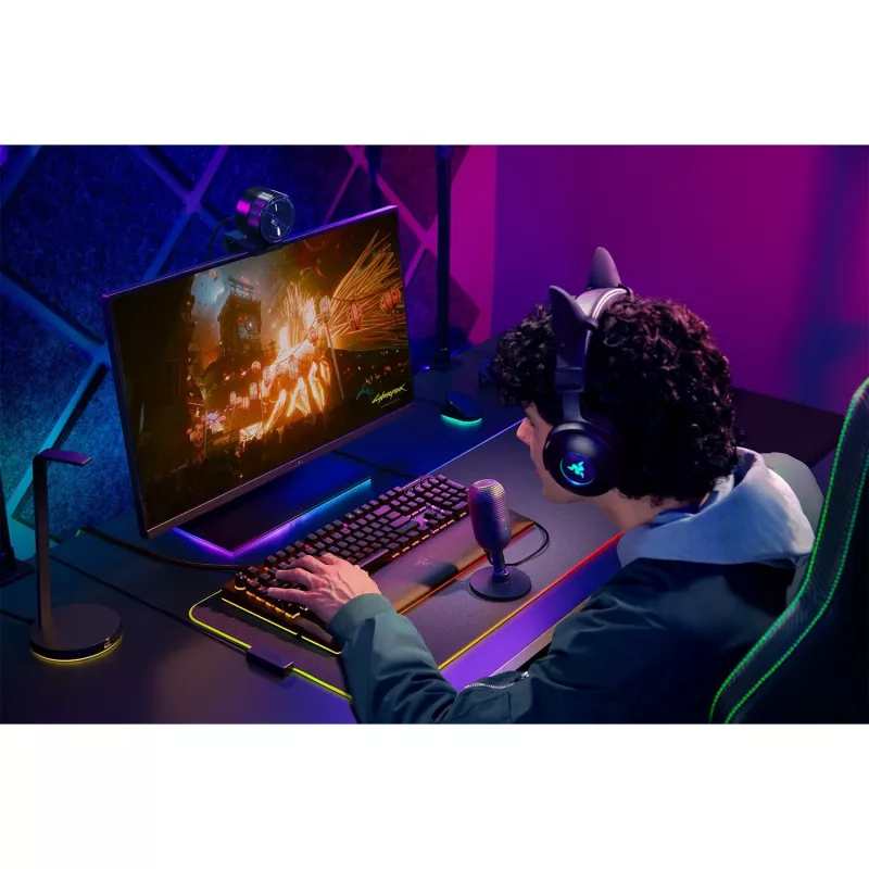 Microfone de mesa Razer Seiren V3 Mini, USB-C, supercardioide, 20–20000 Hz, 96 kHz, 24-bit, preto