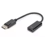 Adaptador DIGITUS, ficha DisplayPort - conector fêmea HDMI A, DisplayPort Standard 1.1a, certificado UL20276, AWG28 (DB-340400-001-S)
