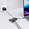 Hub USB Type-C Green Cell HUBGC01 — 7 portas: 3×USB‑A 3.2 Gen 1, 1×USB‑C 3.2 Gen 1, HDMI, leitor de cartões microSD+SD — Prateado