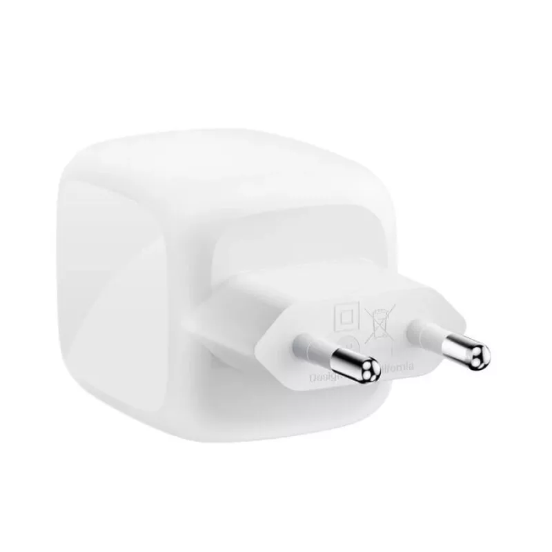 Carregador rápido AC de interior Belkin WCH020KQ2MWH-B6 – 2x USB-C, 2 m cabo integrado, branco