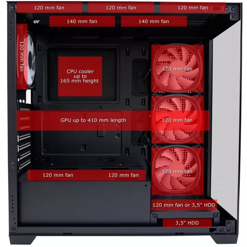 Caixa LC-Power MidiTower 715B preta USB3.2/Áudio sem fonte de alimentação SEAMLESS_X (LC-715B-ON)