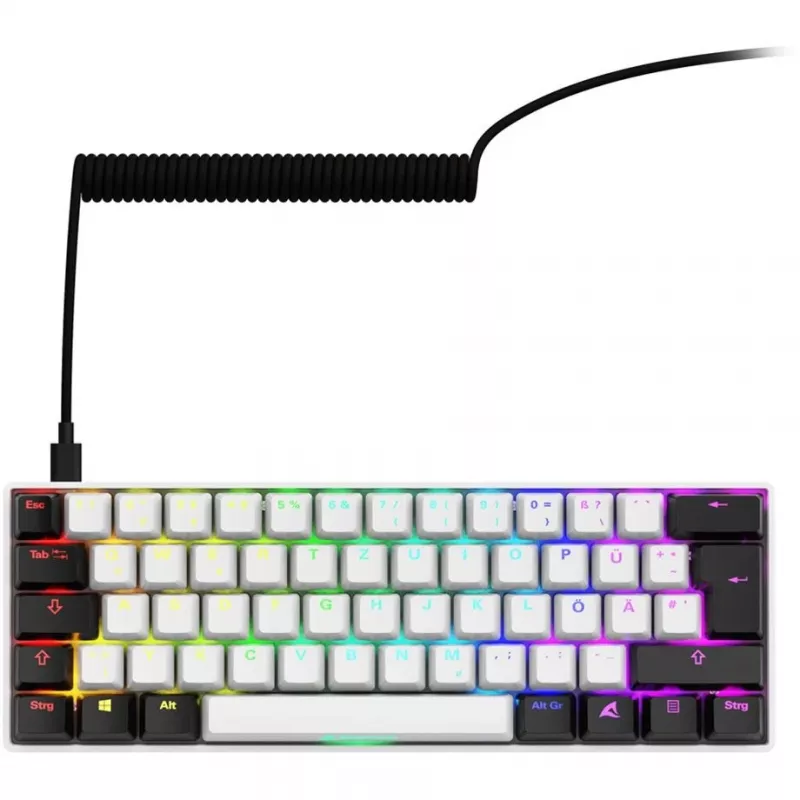 Teclado Sharkoon SGK50 S4 Home USB QWERTZ alemão branco RGB LED 60%
