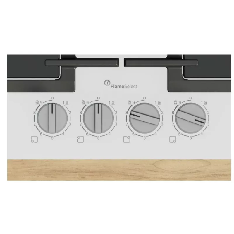 Placa a gás de encastrar Bosch PPP6A2I40, 4 zonas, grelhas em ferro fundido, preta, 590×520×54 mm, controlo por botão rotativo