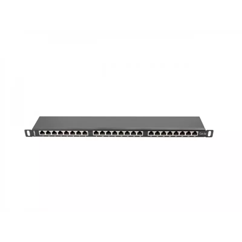 Patch panel LANBERG PPS5-0024-B 24 portas CAT5e, metal, 0,5 U, 445×99×22,3 mm, preto