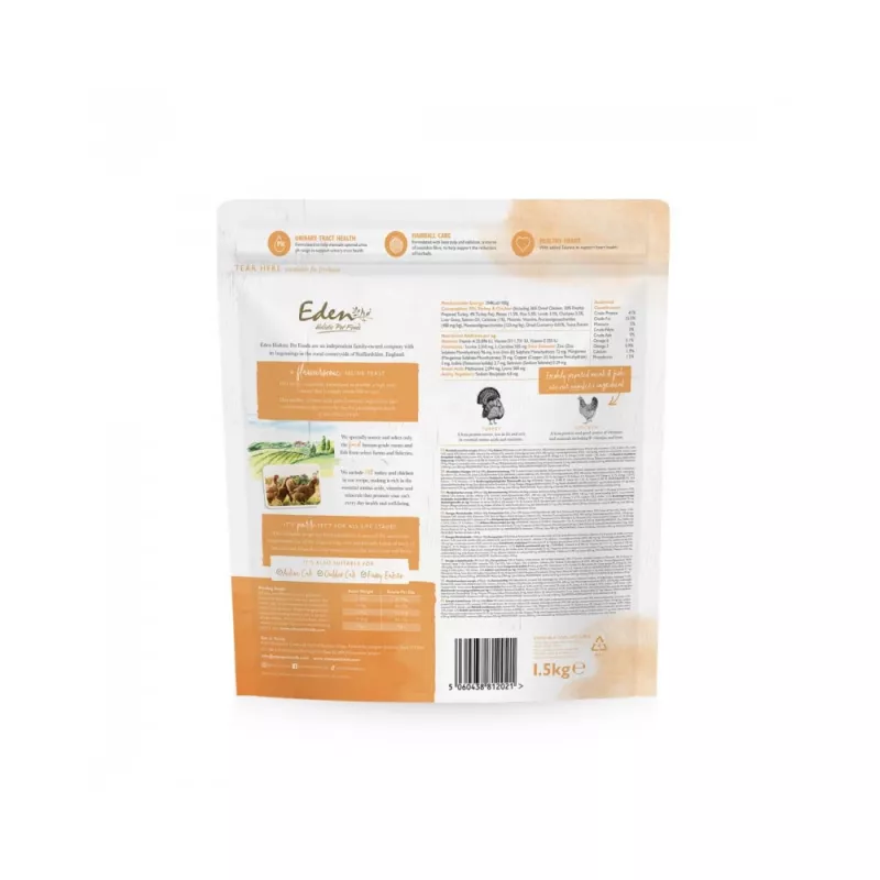 EDEN Turkey & Chicken - Ração seca para gatos - 1,5 kg