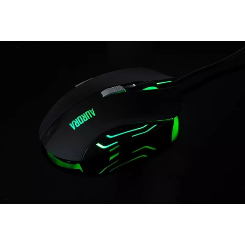 iBox Aurora A-1 IMOGS9031 rato gaming ótico com fio, 2400 DPI, USB Type-A, RGB, para destros, preto