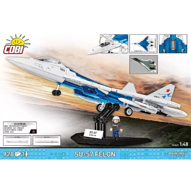 Conjunto de construção Cobi SU-57 Felon, 928 peças – modelo Cobi COBl-5909