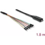 Delock Conversor USB 2.0 Type-C para UART TTL (3,3 V), 6x Pin Header TX/RX/CTS/RTS, 1,8 m