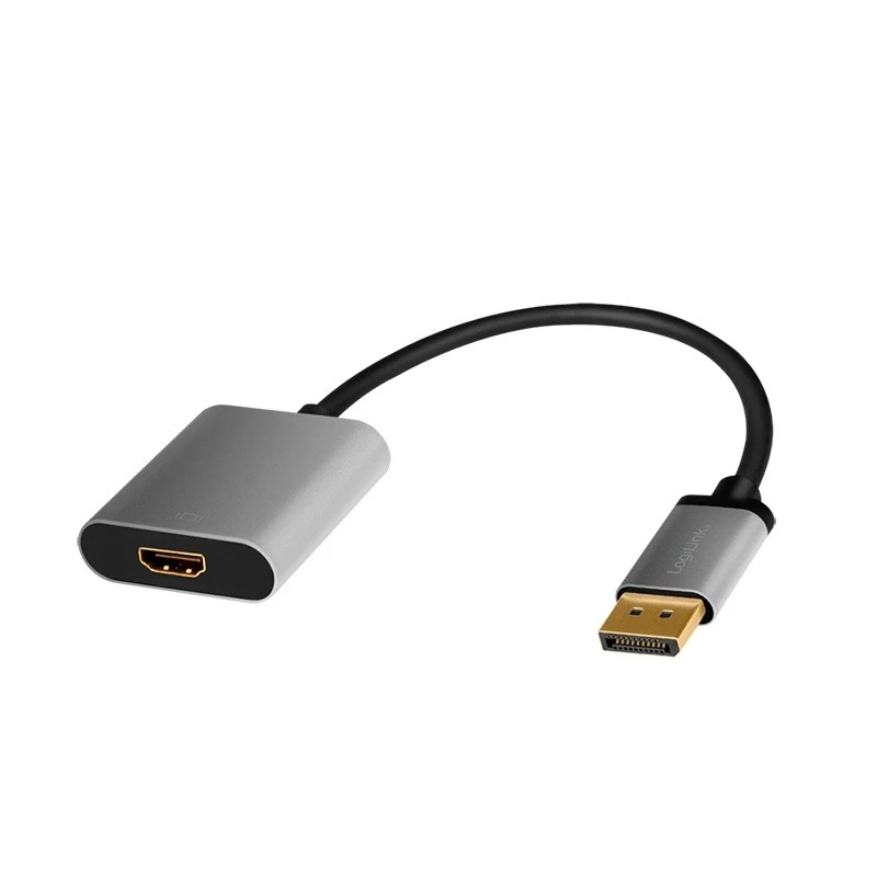 Adaptador de cabo de vídeo LogiLink CDA0108 0,15 m DisplayPort HDMI preto cinzento