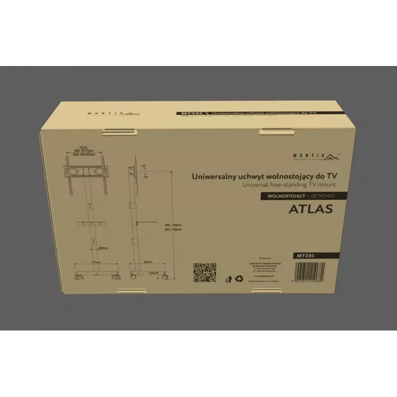 MONTIS MT191 ATLAS Suporte de TV móvel para 23-60 polegadas, VESA 400x400, preto