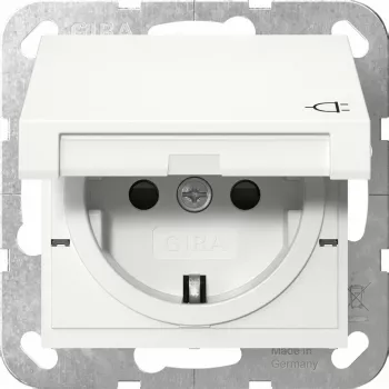 Tomada Schuko GIRA System 55, branco, IP44, 220–250 V, 50/60 Hz, profundidade 32 mm