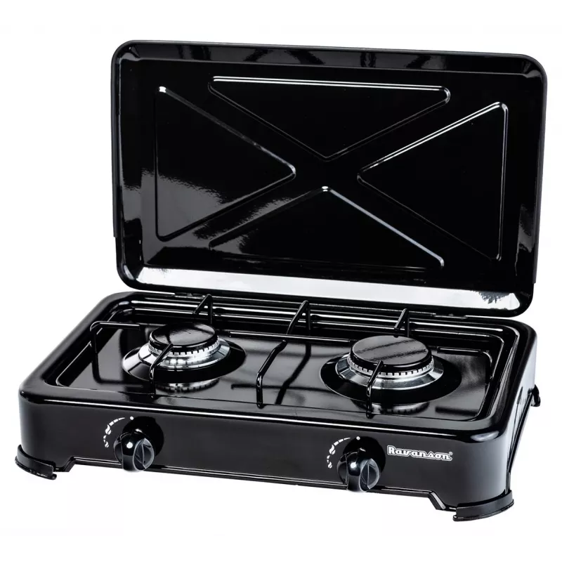 Fogareiro para bancada Ravanson K-02TB [preto; 2 zonas]